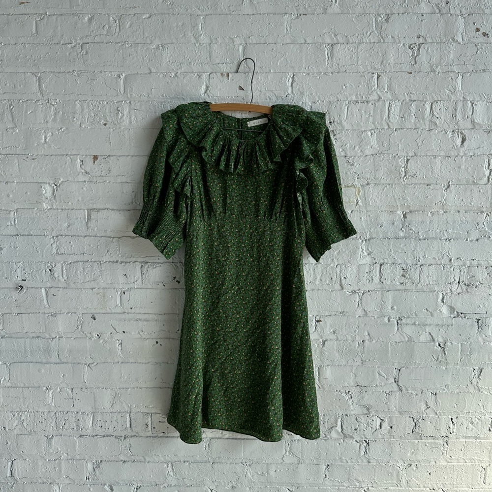 Doen Dark Green Floral Mini Dress